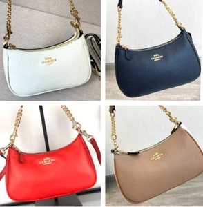 COACH CA209 TERI Shoulder Bag Handbag Black / White / Red / Beige Outlet - Picture 1 of 38