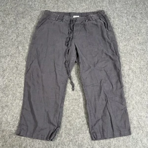 Allen Allen Pants Women’s Taupe 100% Linen Lagenlook Pull On Wide Leg Crop XL - Picture 1 of 7