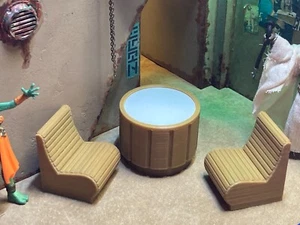 CUSTOM STAR WARS CANTINA TABLE 2 CHAIRS FOR 3.75 inch Figure Diorama (B04) - Picture 1 of 1