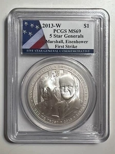 2013-W PCGS MS69 5-STAR GENERALS COMMEMORATIVE DOLLAR (FIRST STRIKE) - Picture 1 of 4