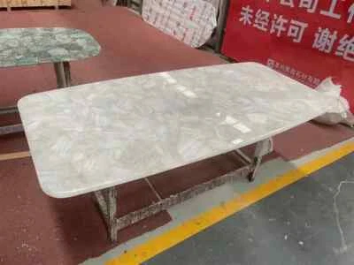White Crystal Quartz Agate Stone Dining Table Top, Agate Quartz Stone Top Decor - Image 1 of 4