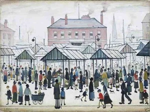 LS Lowry MARKET SCENE (1939) Quality Reproduction Print (12x8" or A4) - Picture 1 of 1