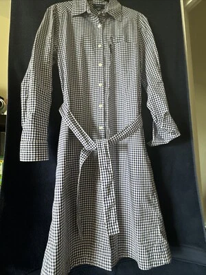 Faconnable Shirt Dress Women’s Sz EUR36/USA4 Blue/White Checked Belted - Image 1 of 4