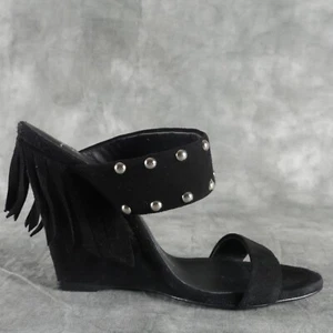 $875 Giuseppe Zanotti Taline Stud Fringe Black 4" Wedge Heels Tassels 36 EU 9126 - Picture 1 of 10