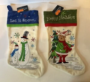 2 ~ Toys R Us Christmas Stockings “Let It Snow” & “Happy Holidays” - Picture 1 of 5