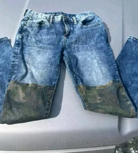 Gap 1969 Camo Inset Denim Boys Jeans Size 10 Regular Slim Fit - Picture 1 of 5