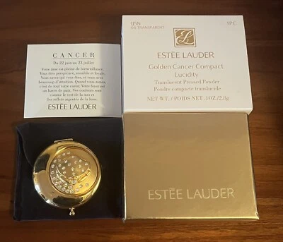 VINTAGE ESTEE LAUDER ZODIAC SIGN GOLD COMPACT PRESSED POWDER CANCER NEW IN BOX - Image 1 of 2