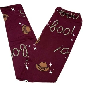 LuLaRoe Girls Leggings L/XL Halloween Western Cowboy Boo Rodeo Size 7-12 NEW - Picture 1 of 4