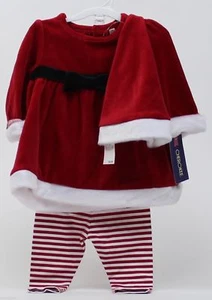 Christmas Cherokee Mrs Claus Outfit Shirt Striped Pants & Hat Size 0-3 months - Picture 1 of 2