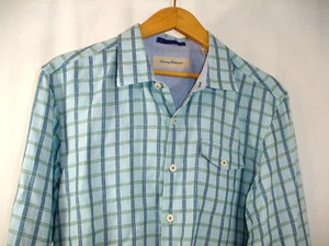 TOMMY BAHAMA Long Sleeve Button Down Shirt Large Blue Green Check Mens L - Bild 1 von 8