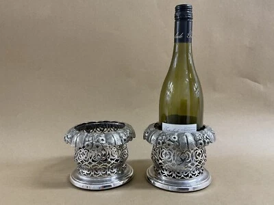 Par de posavasos antiguos victorianos plateados Martin Hall C1870 Foto 1 de 4