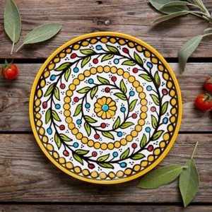 Ceramic Palestine Colorful Vine Yellow Salad Plate - Picture 1 of 4