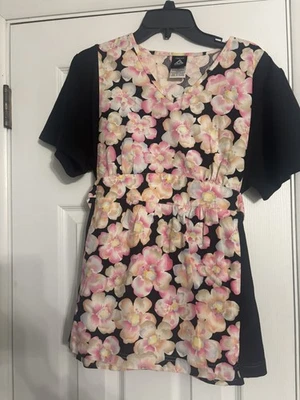  Cherokee StudioBrand Scrub Top--Floral Print--Size L--Tie Back - Image 1 of 4