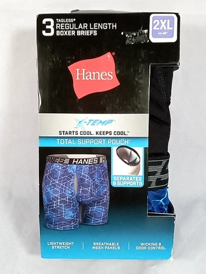 Calzoncillos boxer Hanes 2 XL X-Temp sin etiquetas 3 pares longitud regular NUEVO con etiquetas Foto 1 de 4