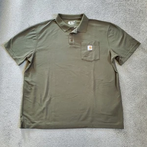 Carhartt Shirt Mens Extra Large Green Polo Loose Pocket Moss K570  - Picture 1 of 8
