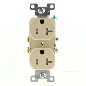 Cooper Ivory Tamper Resistant Grounding Duplex Receptacle 20A 125V 5-20R TR370V - Picture 1 of 5
