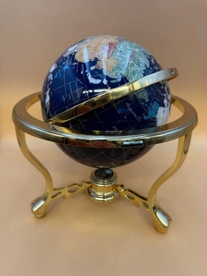 Piedra preciosa semipreciosa océano lapislázuli azul globo tono dorado Foto 1 de 4