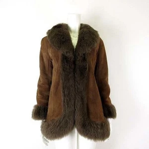 Diseny Acceusi Mouton Mantel Jacke Echtleder M dunkelbraun hellbraun Schulter gebraucht - Bild 1 von 6
