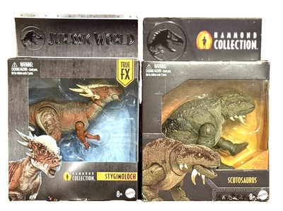 Lote de figuras mate de Stygimoloch y Scutosaurus colección Hammond Jurassic World Foto 1 de 4