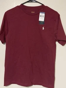RALPH LAUREN MAROON Crew Neck Boys Polo S SleeveT- Shirt LG (14-16) NWT - Picture 1 of 3