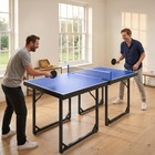 Tennis Table Ping Pong Storage Foldable Mini with Net Steel 183cm Indoor, Blue