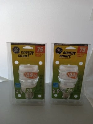 Set of 2 GE - Energy Smart 20W Light Bulb (Replaces 75W) 1200 Lumens 15516 - New - Image 1 of 2