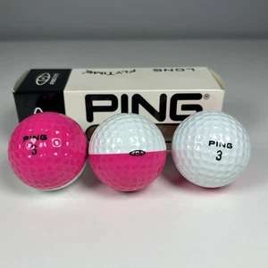 Rare Ping Eye Pink/White Golf Balls In Box Set Of 3 1989 Karsten Ping 3 NEW - Picture 1 of 9