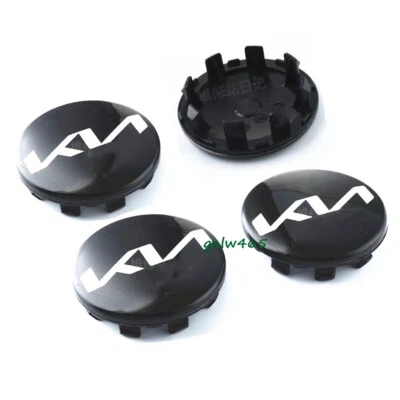 SET 58MM Black Wheel Rim Center Hub Caps Emblem KN For for K2 K3 K4 K5 K7 RIO - Image 1 of 2