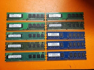 ⭐️⭐️⭐️⭐️⭐️ (Lot of 10) Assorted Desktop 1GB PC2-6400 DDR2-800 RAM Memory Sticks - Picture 1 of 2