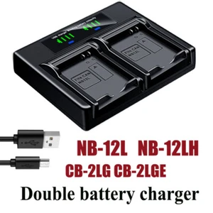 Dual Battery Charger For Canon NB-12L CB-2LG 2LGE PowerShot G1 X Mark II N100 - Picture 1 of 4