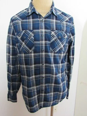 AMERICAN EAGLE OUTFITTERS, CAMISA A CUADROS MANGA LARGA DE ALGODÓN AZUL MARINO PARA HOMBRE, TALLA L Foto 1 de 4