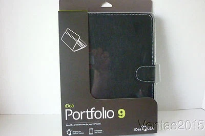 iDeaUSA Portfolio 9 Black Leather Cover Case Universal Stand for 9.7" Tablets - Image 1 of 3
