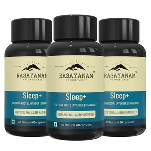 Rasayanam Sleep+ 1000mg 60cap, Valerian Root, Lavender, Chamomile (3 Pack) - Picture 1 of 7