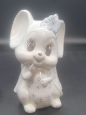 Vintage White Mouse Planter Charming Baby Nursery Shower Decor Ceramic Big Eyes