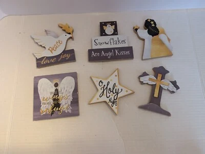 Religious O Holy Night Star Cross Peace Dove Wooden Signs, Christmas  - Image 1 of 4