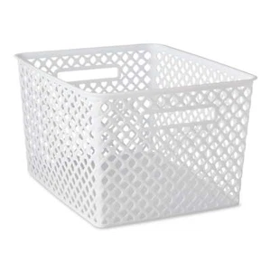 (2 pack) Mainstays Large White Decorative Storage Basket - Picture 1 of 23