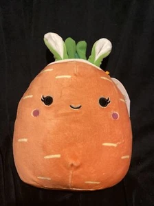 Squishmallows 7” CAROLEENA Orange Carrot With Bunny Ears Plush - Picture 1 of 8