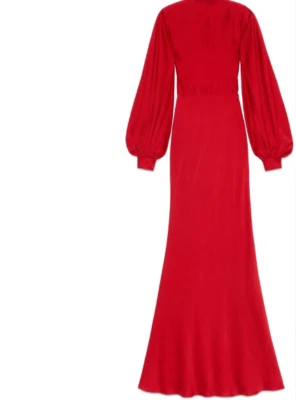 38IT- Gucci Open Back Long Satin Red Dress Gown - BNWT - Image 1 of 4
