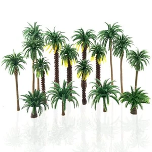 16 Pieces Plastic Model Tropical Coconut Palm Tree for Model Train Fairy Garden - Picture 1 of 5