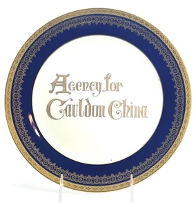 Antique Cauldon China Plate England Advertising Agency Display Cobalt Gold - Picture 1 of 6