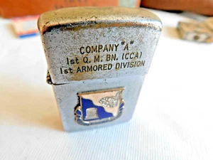 VINTAGE WWII WELLINGTON LIGHTER 1ST ARMORED DIVISION CCA QUARTERMASTER CO. A - Picture 1 of 9