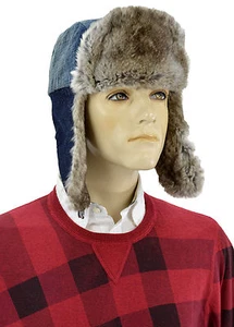 $560 DOLCE & GABBANA Blue Jeans Piel de Conejo D&G Ushanka Cosaco Trampero Sombrero 58 M - Imagen 1 de 7