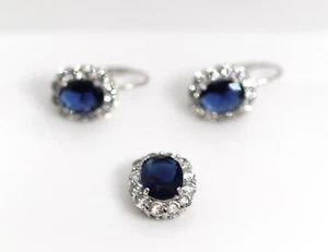 Earrings Pendant Sterling Silver 925 Italy Jewelry Set 2591 VI Glass - Picture 1 of 11