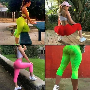 Women Anti-Cellulite Yoga Pants Push Up TikTok Leggings Honeycomb Fitness Gym - Picture 1 of 22