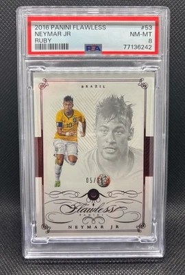 2015-16 Panini Flawless Soccer #53 Neymar Jr. Ruby /15 PSA 8 - Image 1 of 4