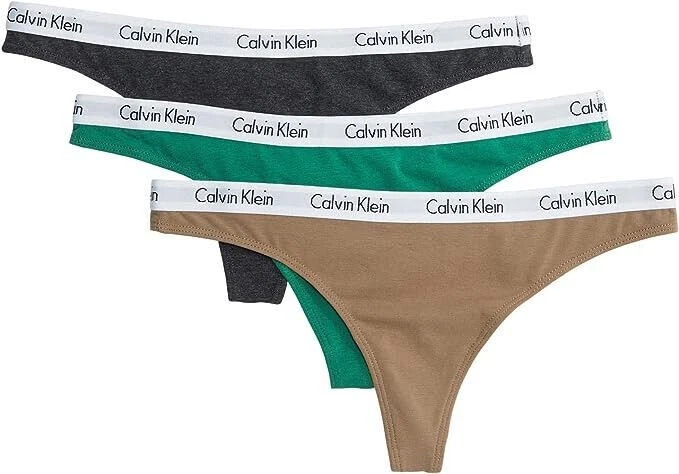 Paquete de 3 tangas Calvin Klein verde follaje/gris natural/brezo carbón, pequeñas Foto 1 de 1