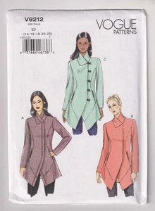 9212 VOGUE - Asymmetrical Princess Seam JACKET - Sz 14/16/18/20/22 - Picture 1 of 2