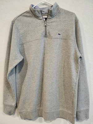 Pullover Vineyard Vines X Target para hombre con cremallera de cuarto pequeño gris logotipo de ballena Foto 1 de 4