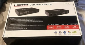 Switch KVM HDMI 2 Porte - Condivisione Tastiera, Video, Mouse per 2 Computer/Dispositivi - Foto 1 di 6