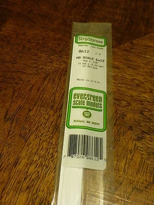 Evergreen Styrene #8612 HO Styrene Strip - 14" Long pkg(10) -- 6 x 12" - Picture 1 of 1